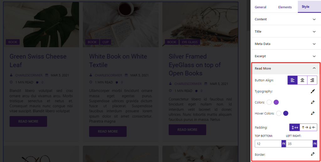 Advanced Post Block- Style- Read More