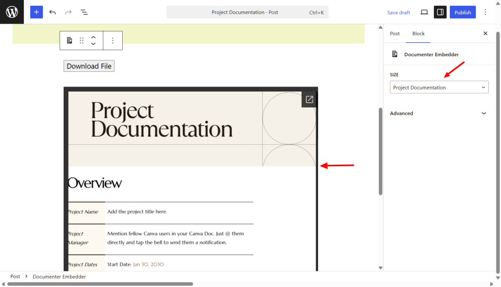 Add doc using block
