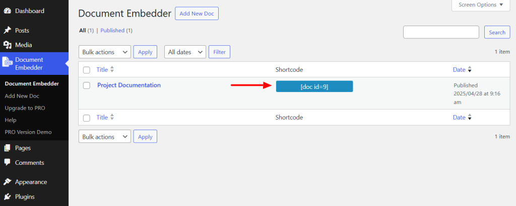 Copy shortcode