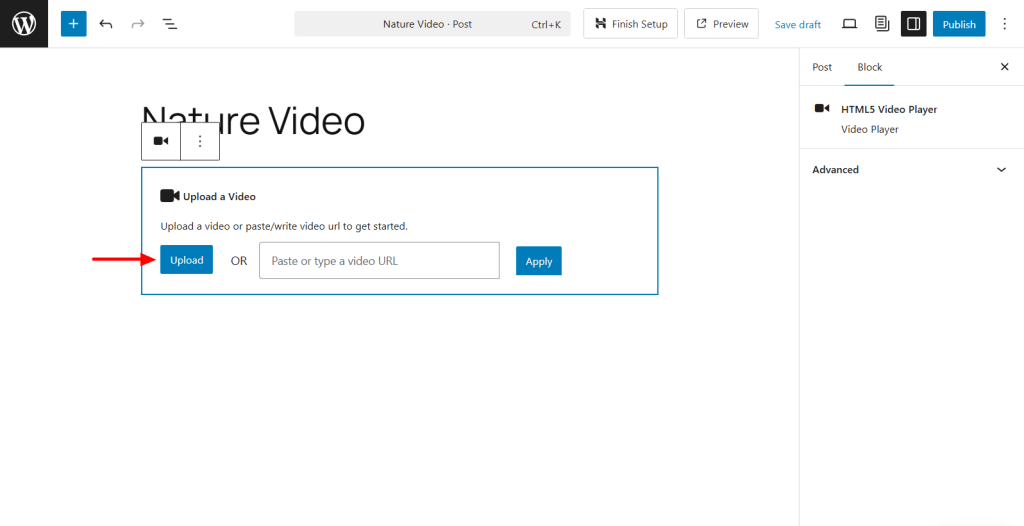Upload video