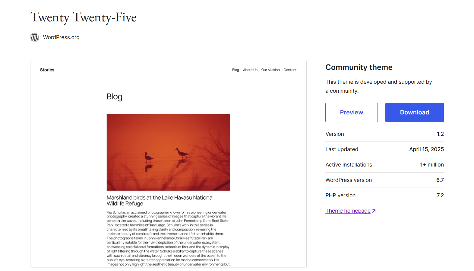 Twenty Twenty Five default WordPress Theme