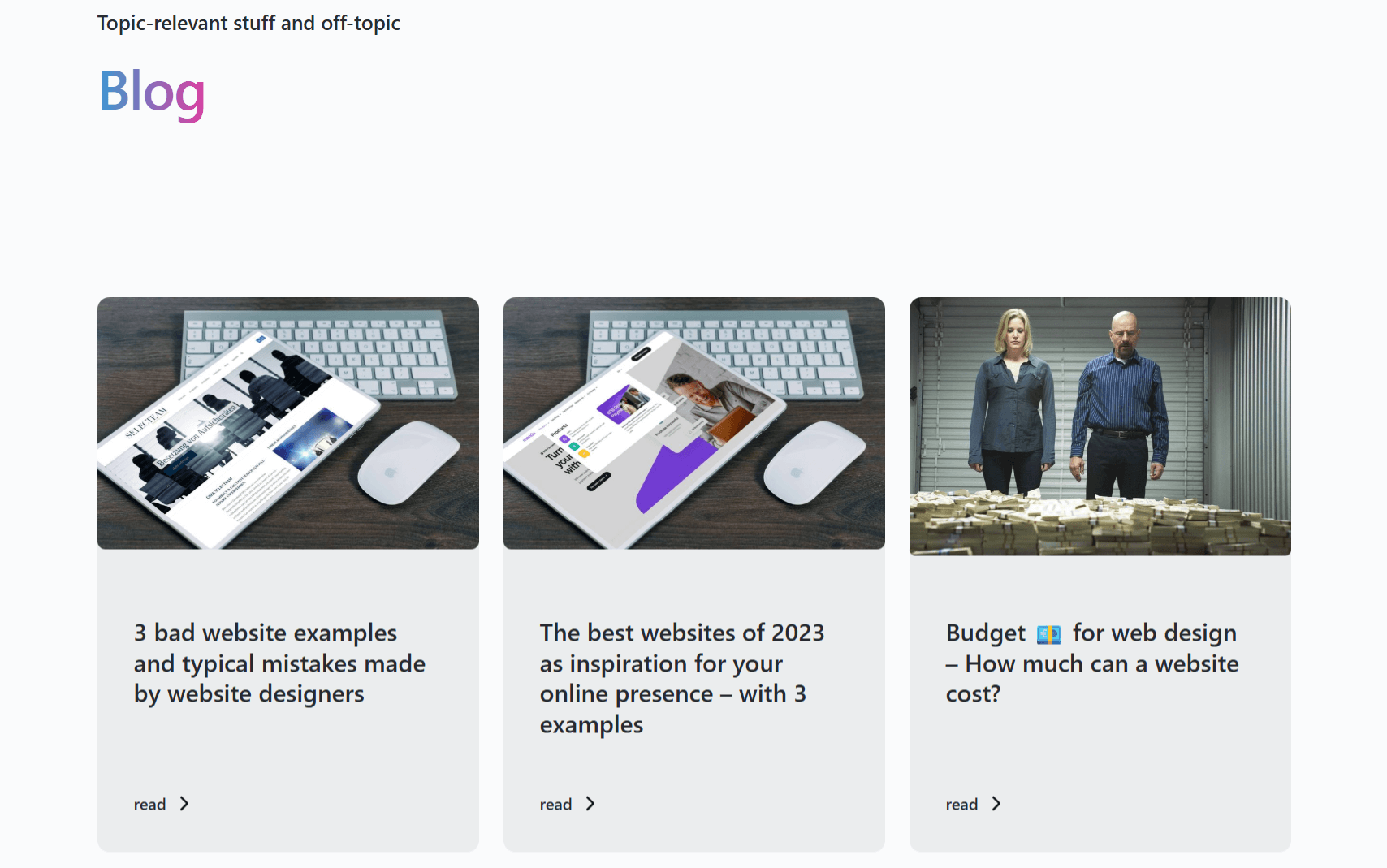 Blog page layout