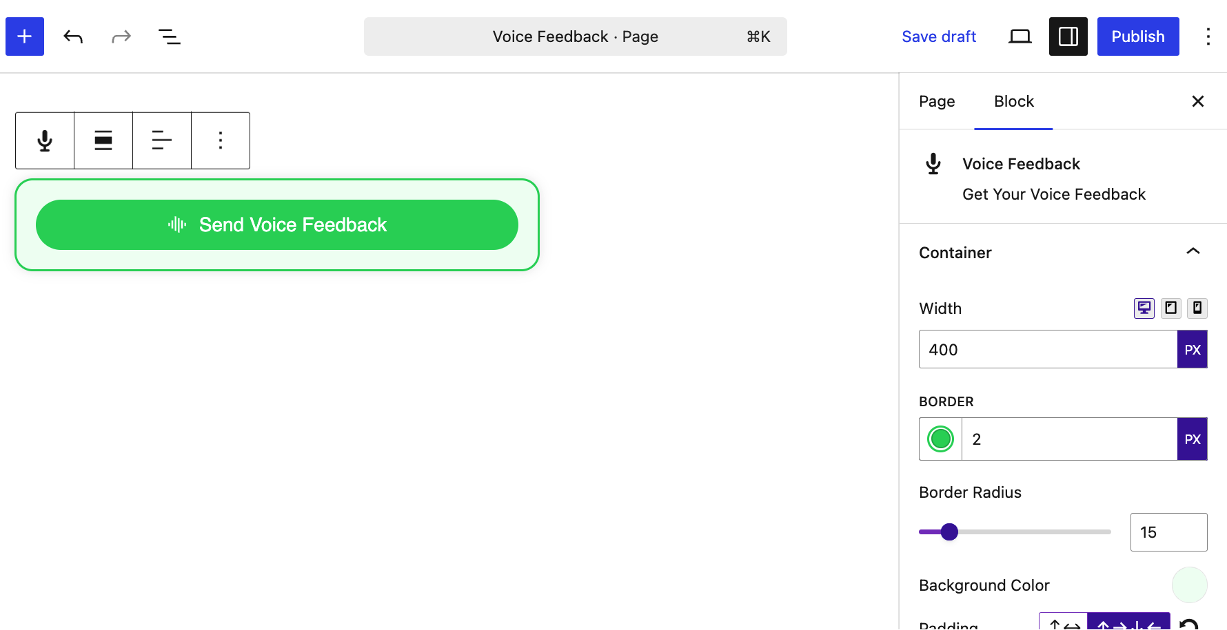 Add Voice Feedback Block